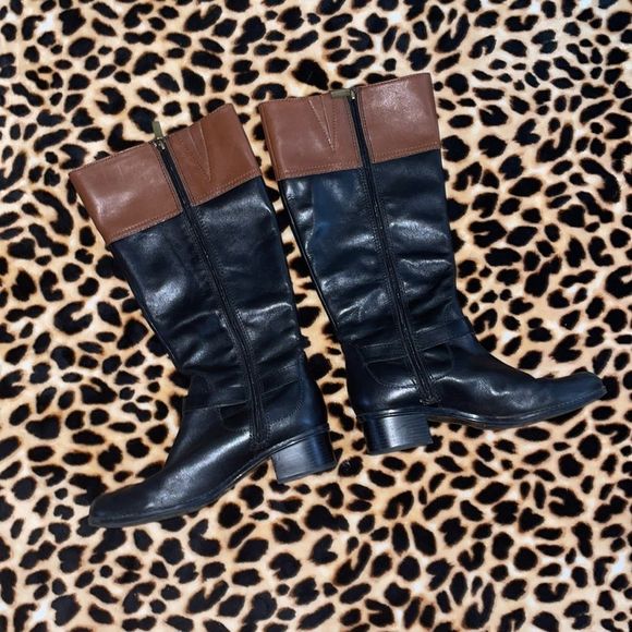 •BANDOLINO• brown/black boots with gold hardware in size 7.5 - Picture 5 of 12